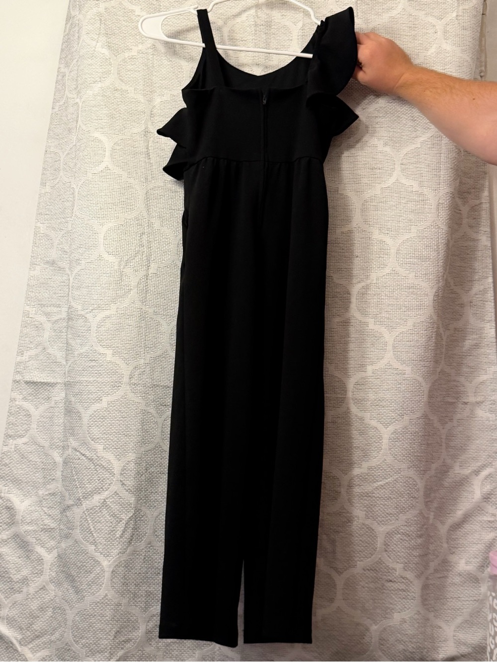 Rare Editions Black One-Shoulder Ruffle Jumpsuit - Picture 2 of 4